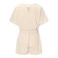 thumbnail image 5 of Giftesty Jumpsuit for Women Clearance,Womens Solid O-Neck Short Sleeve Wide Leg Pants Short Jumpsuit Strappy Playsuit, 5 of 9