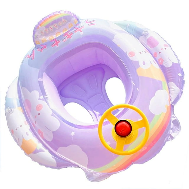 Baby Pool Float 3styles Shaped Baby Swimming Pool Float Cartoon Swimming Ring Inflatable Seat with Steering Wheel Helps 3+ Years Old Learn To Kick And Swim Bath