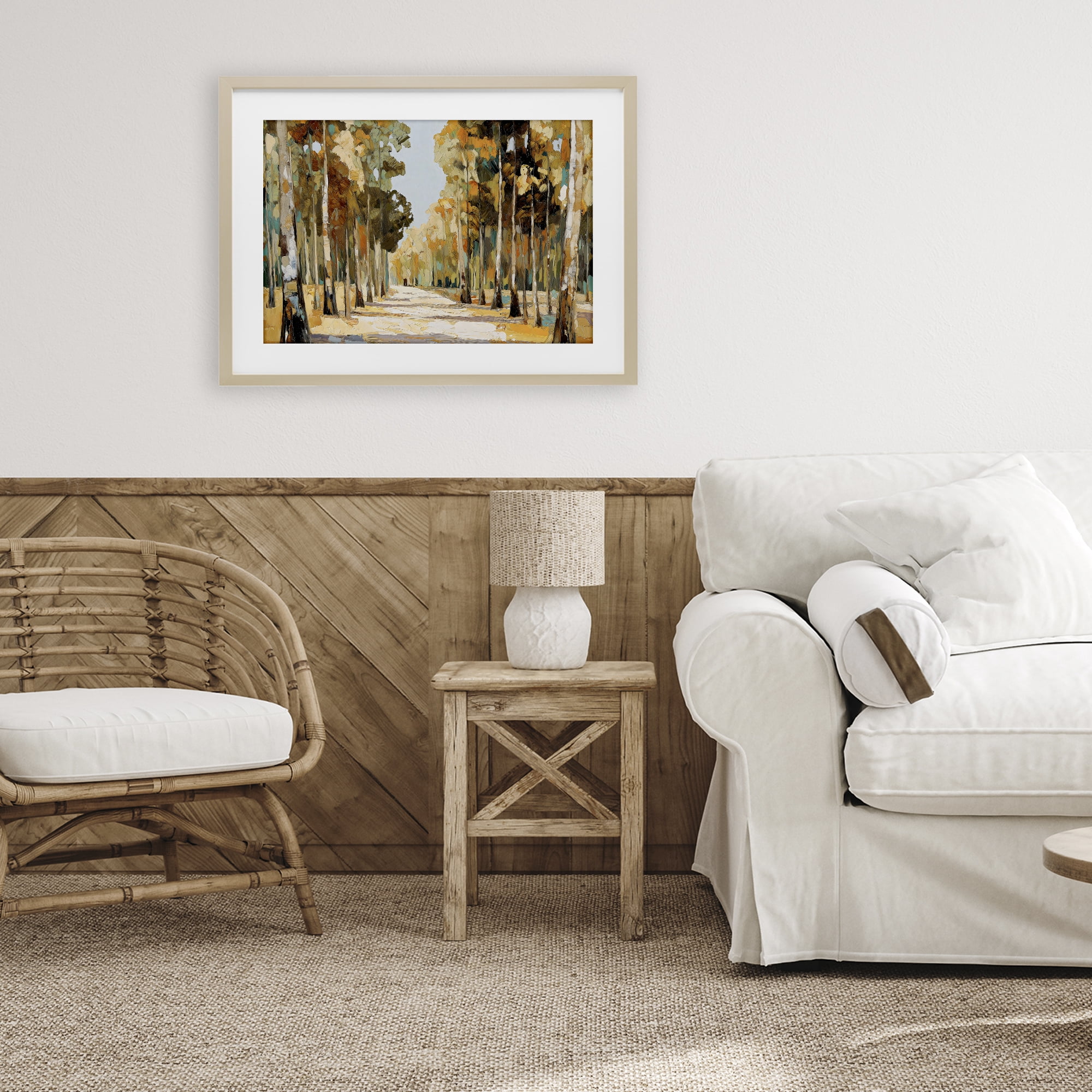 Stupell Industries Modern Impressionist Fall Forest Birch Framed Print Under Glass, design by Gina Kelly