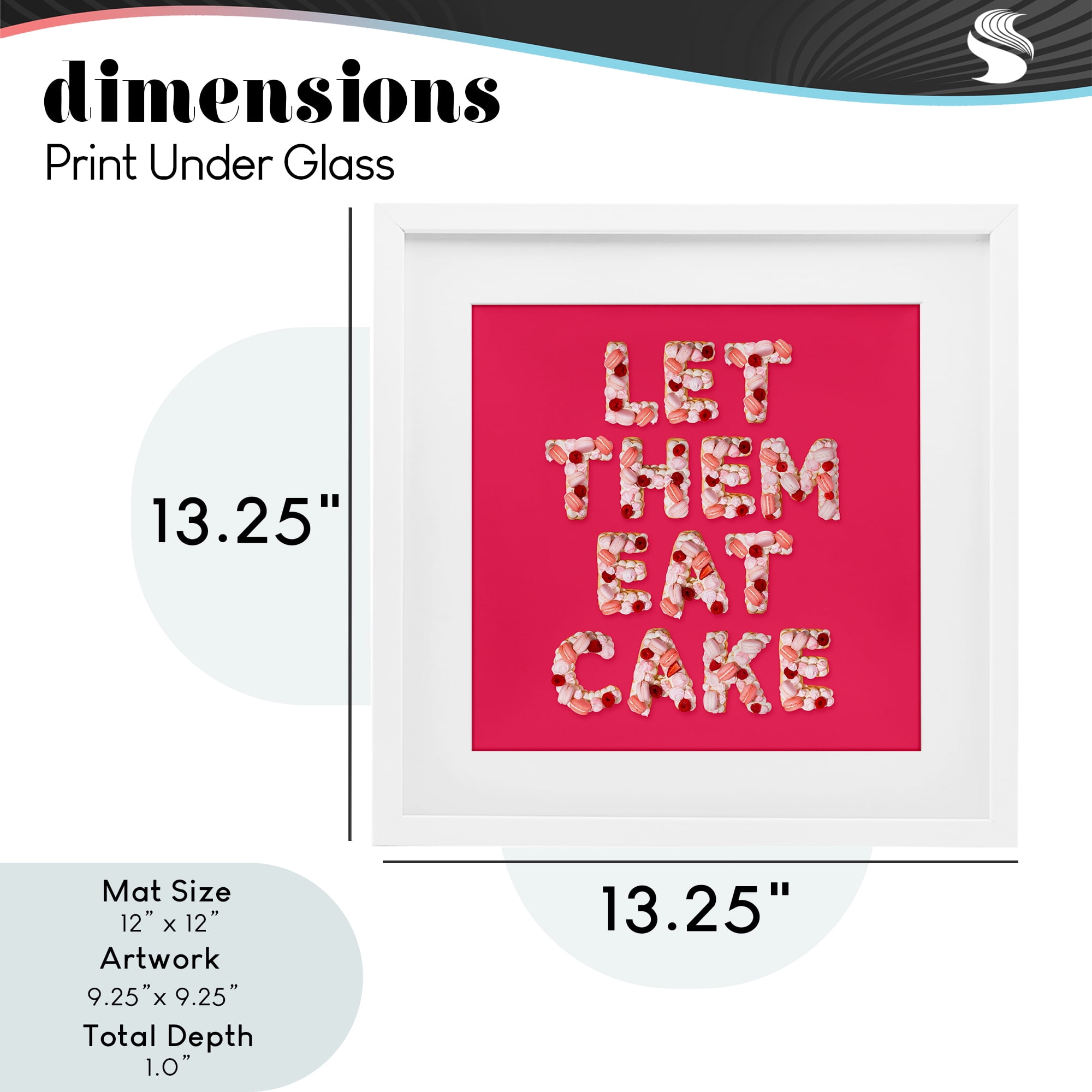 Let Them Eat Cake White Framed Print Under Glass, design by LISH Creative