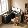 thumbnail image 2 of HOMCOM L Shaped Computer Desk with 6 Drawers Black Wood Grain, 2 of 10