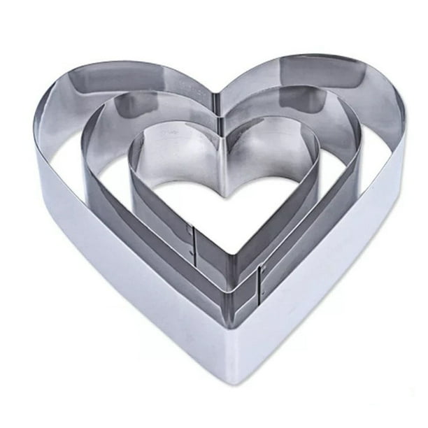3 piezas de moldes de cortador de galletas de acero inoxidable antiadherentes resistentes al calor, forma de corazón de amor, moldes de chocolate DIY, molde para hornear para el día de San Valentín