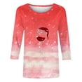 thumbnail image 4 of Besolor Chemises de Noël 3/4 pour Femmes Tunique Imprimée Col Rond Hauts Décontractés Grande Taille Blouse de Vacances pour Dames, 4 of 4