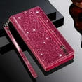 thumbnail image 4 of Dteck Galaxy A32 5G Bling Phone Case  Sparkle Magnetic Clasp PU Leather Wallet Purse Folio Flip Cover with Strap Zipper Pocket for Samsung Galaxy A32 5G Rose, 4 of 7