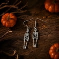 thumbnail image 3 of Halloween Antique Silver Full Skeleton Dangle Drop Earrings, 4.33”, by Sktrjpolfis, 3 of 4