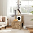 thumbnail image 5 of MELLCOM Cat Tree with Litter Box Enclosure, 2-in-1 Modern Cat Tower Combo, 57.4" Hidden Litter Box Furniture, Light Gray, 5 of 9