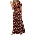 thumbnail image 3 of pstuiky Summer Dresses for Women 2025, Print T Shirt Dresses for Women Maxi Dress Fashion Short Sleeve V-Neck Cocktail Dresses Holiday Gifts Wine XXXL, 3 of 5