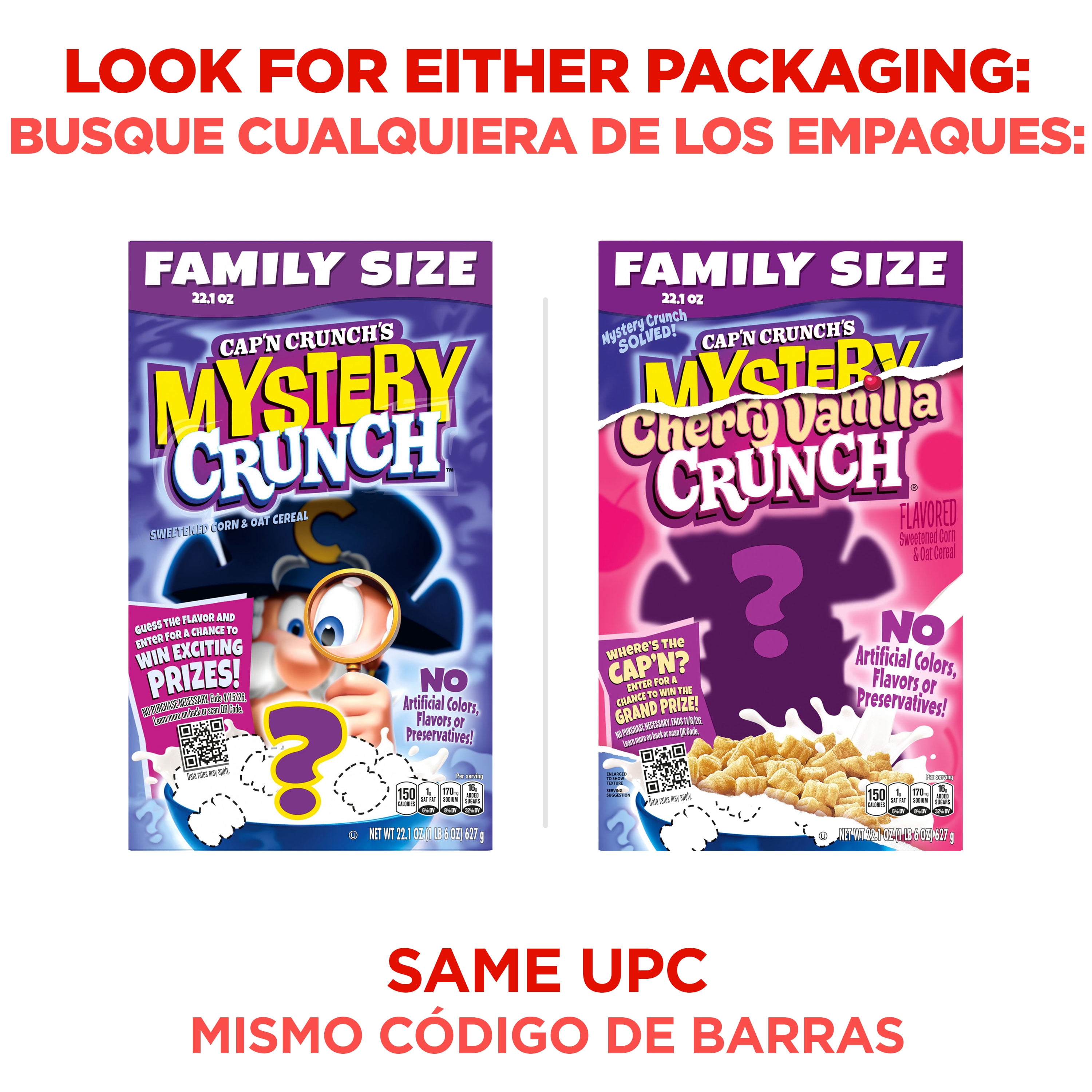 Cap'n Crunch Mystery Sweetened Corn and Oat Cereal Family Size with Crunchy Texture 22.1 oz
