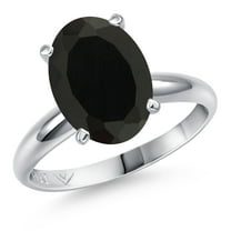 Gem Stone King 900 Platinum Black Onyx Solitaire Engagement Ring for Women | 3.00 Cttw | Oval 11X9MM | Gemstone December Birthstone | Size 6