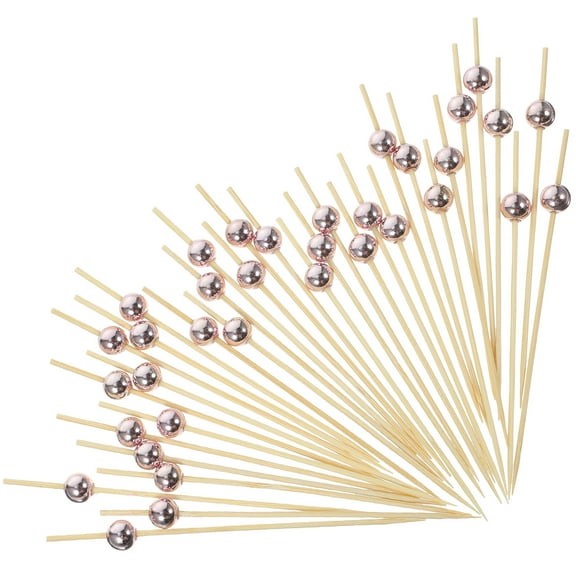 HOMEMAXS  100 Pcs Shaker Cup Skewers for Kabobs Cocktail Toothpicks Drinks Charcuterie Food Items Rosy