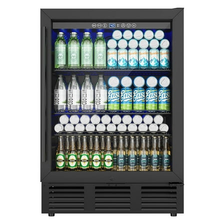 EUHOMY 5 Cu. ft. Beverage Refrigerator, 180 Can Under Counter Beer Fridge for Soda, Black