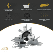 Thyme & Table 12 Piece Non-Stick Eden Cookware Set - Cool Grey