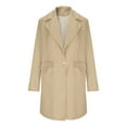 thumbnail image 5 of Blazers for Women Lapel Open Front Long Sleeve Suit Jacket Fall Lightweight Work Office Blazer Solid Color Suit Coat Beige L, 5 of 7