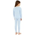 thumbnail image 2 of Miutii Boys Girls Long Johns Top And Bottom Thermal Underwear Homerwear Fleece Lined Cold Weather Base Layer Set Light Blue 5-6, 2 of 7