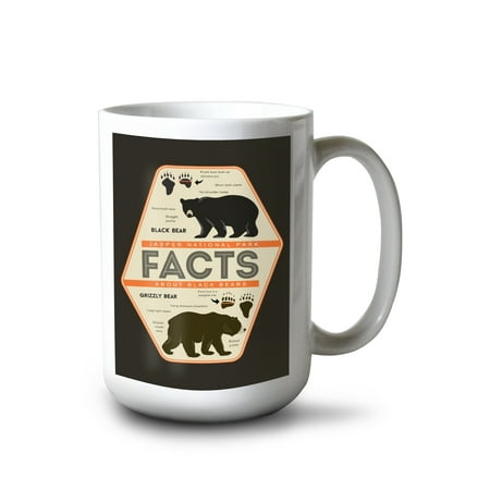 

15 fl oz Ceramic Mug Jasper National Park Canada Facts About Bears Grizzly and Black Bear Contour Dishwasher & Microwave Safe