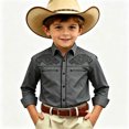 thumbnail image 2 of Toddler Kids Girls Boys Shirt Tops Long Sleeve Fashion Chest Print Casual Collar Shirt Casual Loose Tops 6-7 Years, 2 of 4