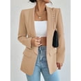 thumbnail image 7 of Women Casual Blazer Suit Open Front Shawl Collar Long Sleeve Fitted Jacket for Office Work Khaki M, 7 of 7