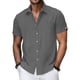 thumbnail image 2 of Ceisia Men's Solid Color Short Sleeve Linen-like Shirt Breathable Summer Beach Shirt with Chest PocketDark GrayXL Gifts, 2 of 7