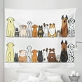 thumbnail image 1 of Dog Tapestry, Multicultural Dog Family in a Row from Back and Front Views Companionship Comic Art, Fabric Wall Hanging Decor for Bedroom Living Room Dorm, 5 Sizes, Yellow Brown, by Ambesonne, 1 of 1