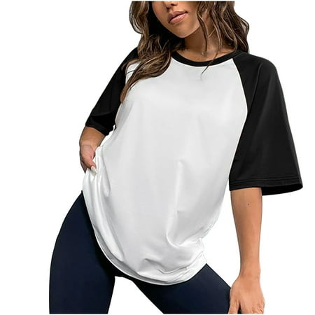 

womens shirt Short Sleeve Shirts for Women Womens Casual Color Block Tops Short Sleeve Tops Crewneck Trendy Patchwork Shirt corset tops for women