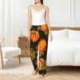 thumbnail image 4 of Cauagu Orange Pumpkin Pajama Pants for Women Loose Fit Wide Leg Trouser Pants Casual Elastic Waist Drawstring Lounge Pants, 4 of 6