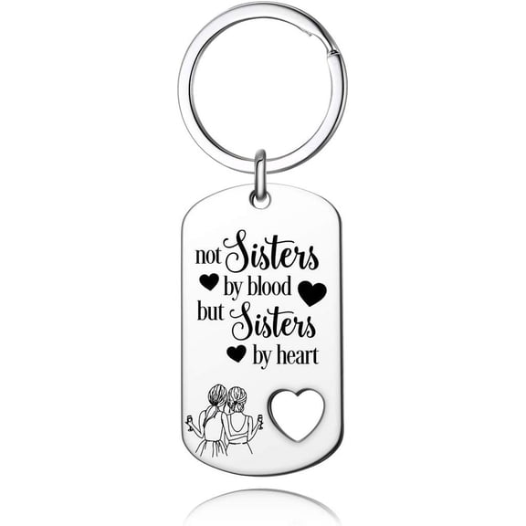 Best Friend Keychain,Not Sisters by Blood But Sisters by Heart Friendship Gifts for Women Sister Birthday BFF Jewelry