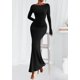 thumbnail image 5 of Vestido PRETTYGARDEN Otoño 2025 Maxi de Punto Acanalado Negro XXL, 5 of 8