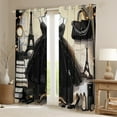 thumbnail image 2 of Fashion Dress 30%-50% Blackout Curtains Fashion Girly Black Dress Curtains Eiffel Tower Paris Style Bedroom Curtains Romantic Makeup Themed Window Curtains Women Perfume Print Curtains,104"Wx63"L, 2 of 5