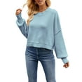 thumbnail image 2 of Lucakuins Suéter de punto para mujer, manga larga, cuello redondo, sólido, suelto, suéter cálido para otoño invierno Lucakuins  moda, 2 of 3