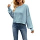 thumbnail image 2 of Lucakuins Suéter de punto para mujer, manga larga, cuello redondo, sólido, suelto, suéter cálido para otoño invierno Lucakuins  moda, 2 of 3