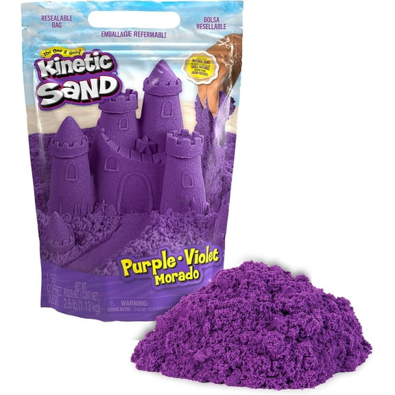 Kinetic Sand, 2.5lbs Purple Play Sand, Moldable Sensory Toys for Kids & Classroom, Resealable Bag, Back to School Teacher Must Haves, Ages 3 