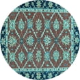 thumbnail image 1 of Ahgly Company Indoor Round Abstract Light Blue Modern Area Rugs, 7' Round, 1 of 4