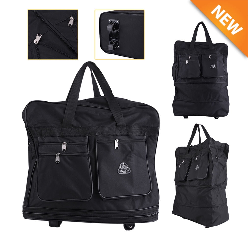 30" Black Large Rolling Wheeled Duffel Bag Spinner Suitcase Duffle Bag Luggage by