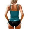 thumbnail image 6 of Ounisa Womens Tankini Swimsuits Tummy Control 2 Piece Ruched Drawstring Bathing Suits Shell Stitch Swim Suit, 6 of 9