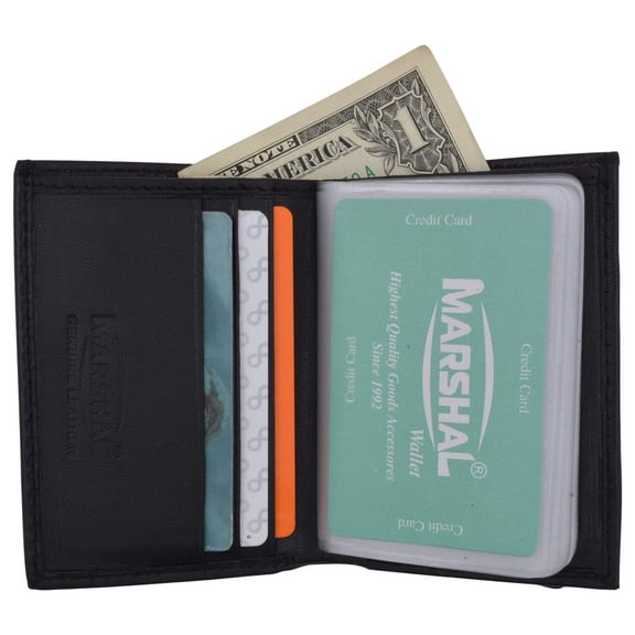 Men's Genuine Leather Multi-Credit Card Holder Wallet W/Protective Band