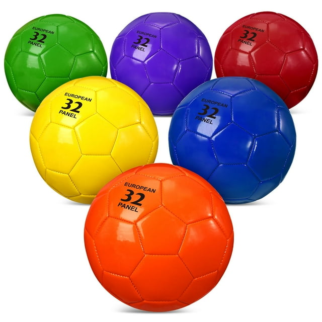 Juego de balones de fútbol HyDren, tamaño 3, colorido, 18 cm, 6 unidades con bomba