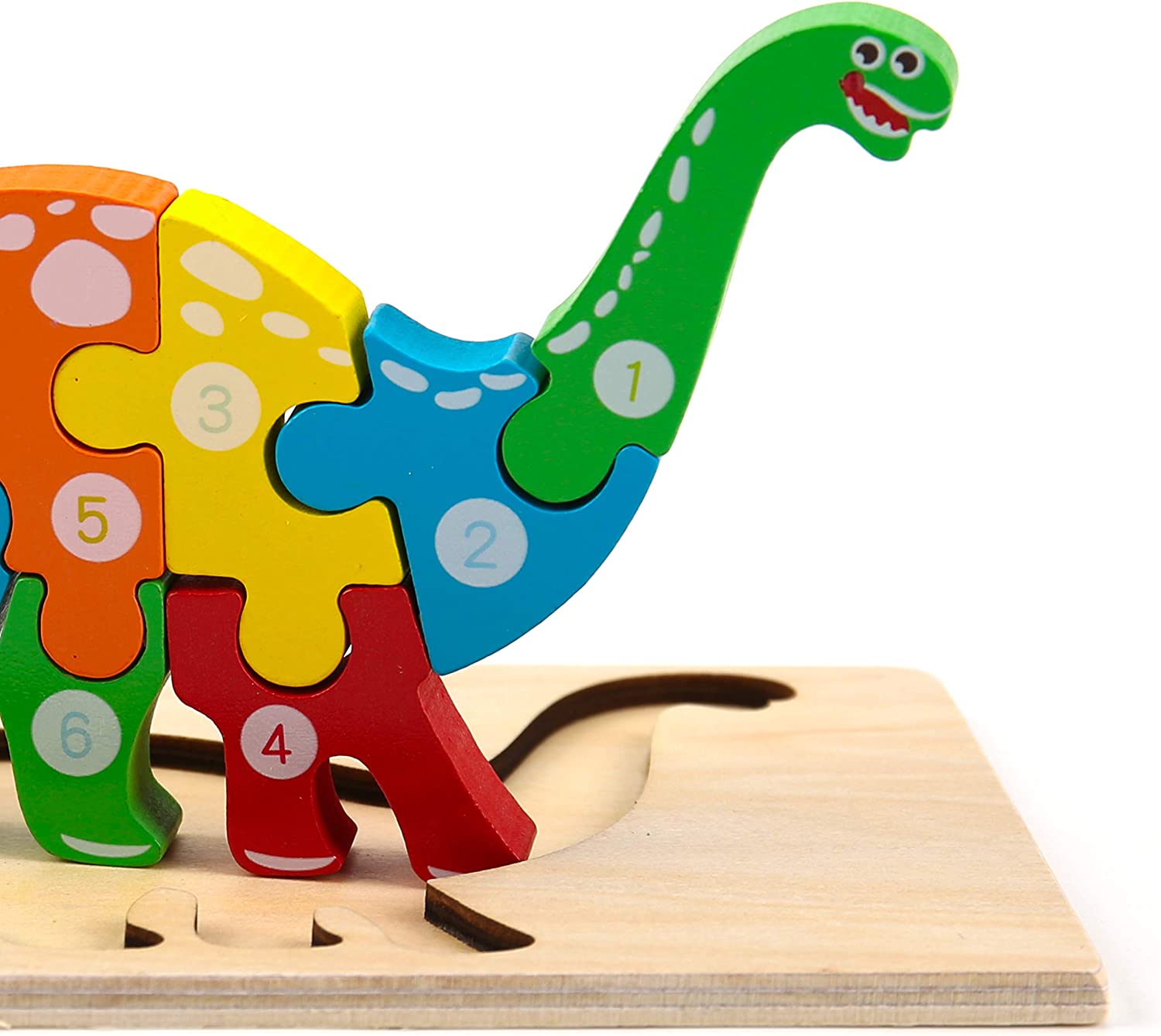 JEEXI Montessori Wooden Dinosaur Puzzles 4-Pack photo 6