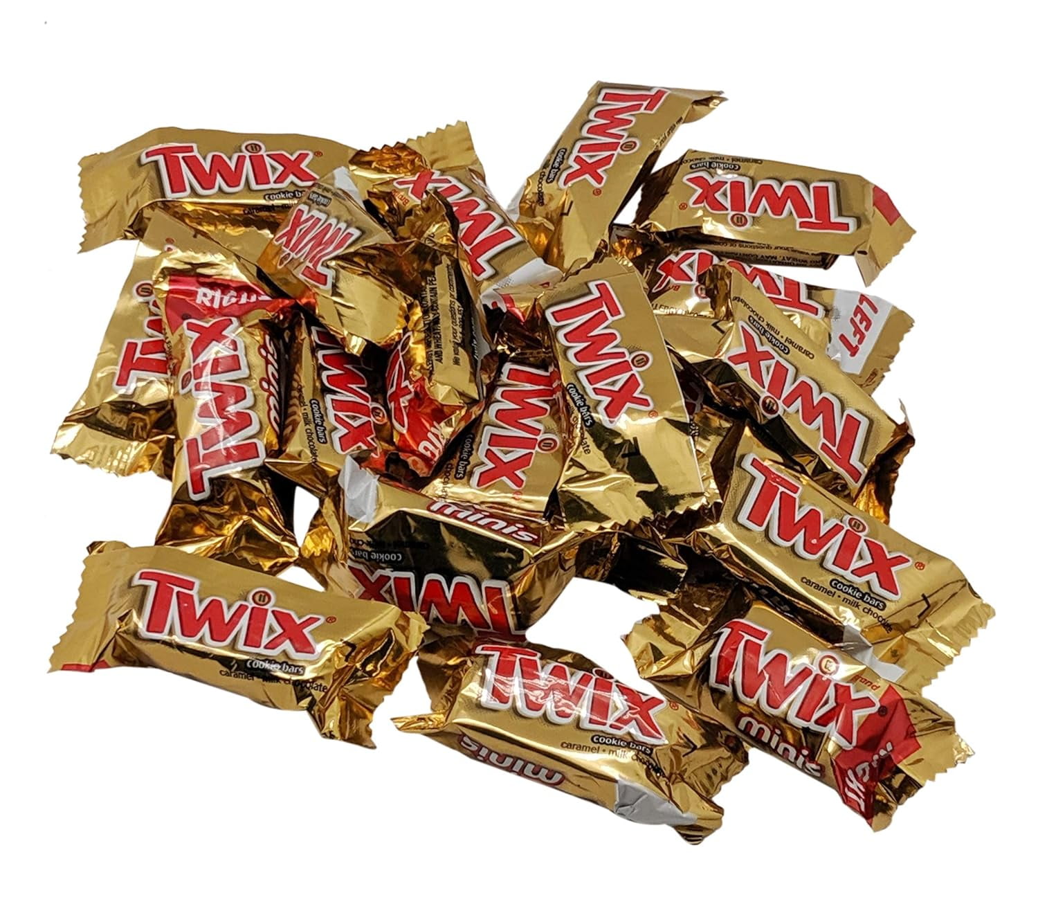 Twix Caramel Minis Fun Size Milk Chocolate Cookie Bars - 3 Lbs Treat Sized Bulk Chocolate Candy (Approx. 135 Pieces) - Sealed In Resealable Stand Up Pouch