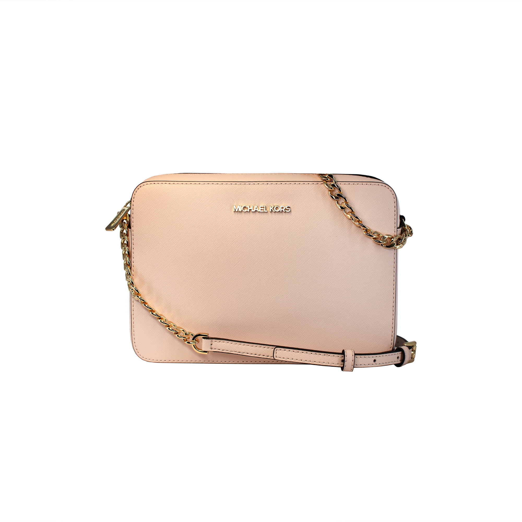 Michael Kors Women's Jet Set Large East West Crossbody Handbag  Saffiano-Blush/Gold 