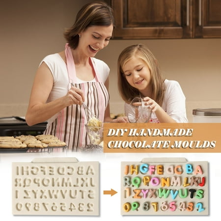 

Qepwscx 26 Letters And 10 Numbers Silicone Fondant mold IY Handmade Chocolate Mold Clearance