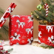 Christmas Foil Wrapping Paper Roll, Classic Santa Unicorn Rainbow Design Gift Wrap Paper for Kids, Christmas, Season Party, Holiday, 17 Inch X 33 Feet