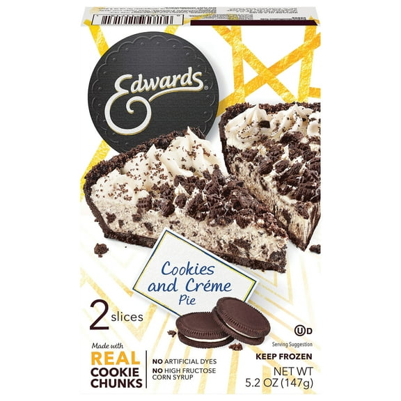 Edwards Singles Desserts Frozen Cookies & Crème Pie, 5.2 oz 2 Pack