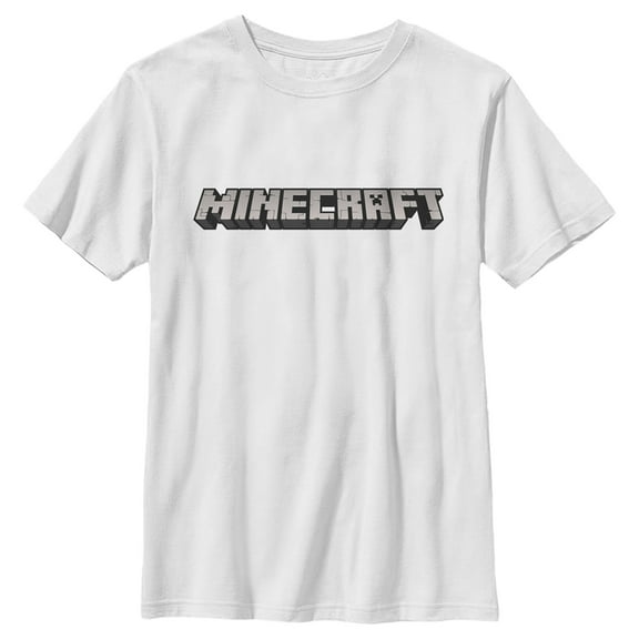 Boy's Minecraft Classic Logo White Graphic Tee White Small