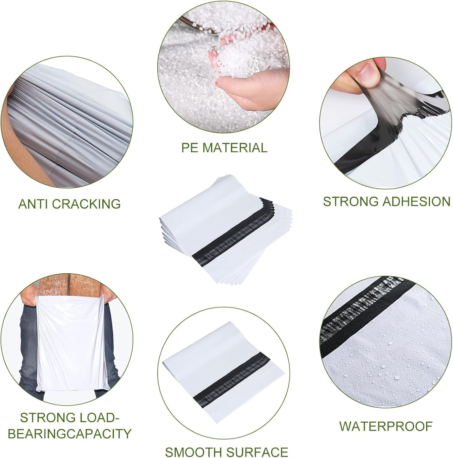 SJPACK White Poly Mailer 500 Pcs 10 x 13 Shipping Bags with Self Adhesive, Waterproof and Tear-Proof Postal Bags