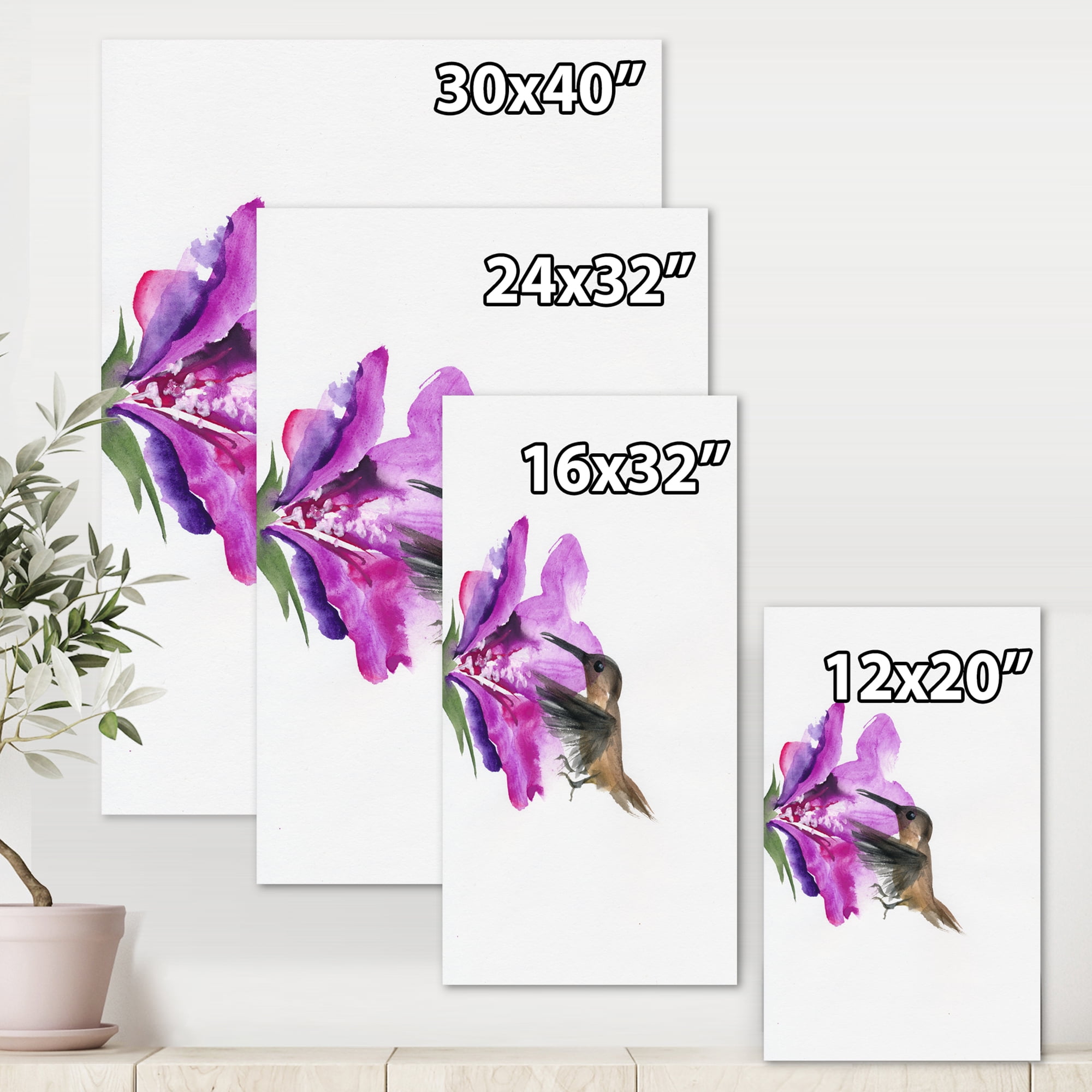Designart ' Purple Fuchia VIntage Flower ' Traditional Canvas Wall Art Print