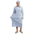 thumbnail image 5 of YiZYiF Men's Striped Loose Sleepwear Long Sleeve Sleep Robe Night Pajama Set with Sleeping Cap Type C L, 5 of 7