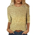 thumbnail image 1 of Xuewenshw T-Shirt Décontracté à Manches 3/4 Col Rond Imprimé Floral pour Femmes pour Usage Quotidien Manches Longues Ajusté, 1 of 4