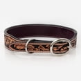 thumbnail image 3 of X Small Strong Genuine Leather Dog Collar Beaded Hand Tooled Hilason, 3 of 4