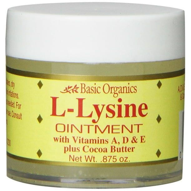 Basic Organics LLysine Lip Ointment with Vitamins A,D & E, 0.875 oz