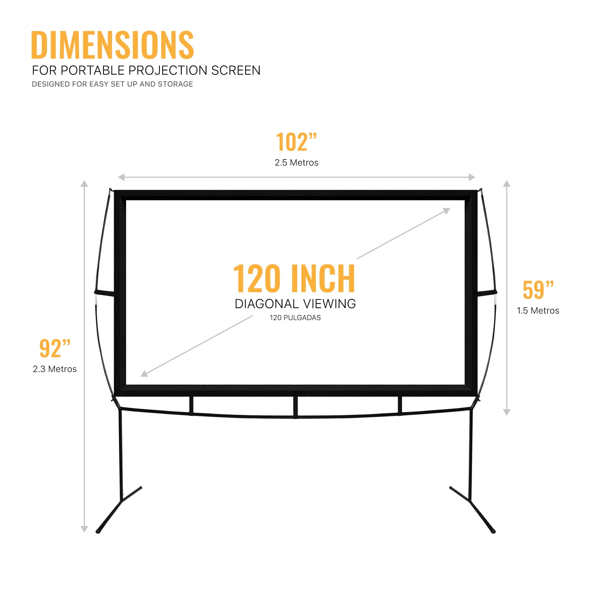 Khomo Gear Projector Screen 120" 16:9 Portable Outdoor and Indoor Theater with Stand Legs Jumbo